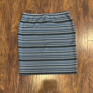 Striped Blue and Black Pencil Skirt - XL
